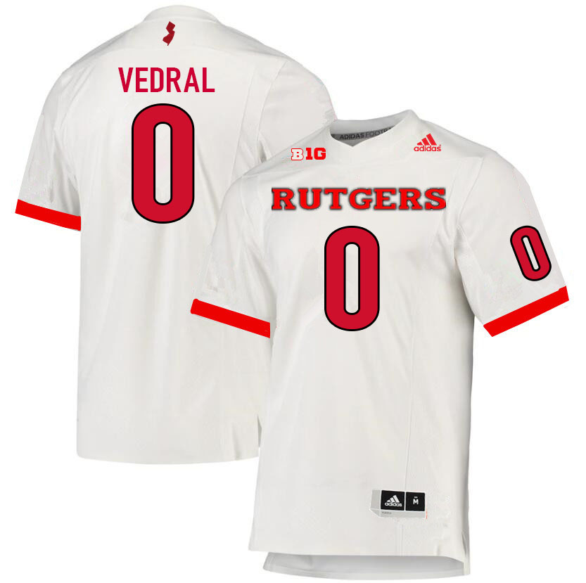 Men #0 Noah Vedral Rutgers Scarlet Knights College Football Jerseys Sale-White